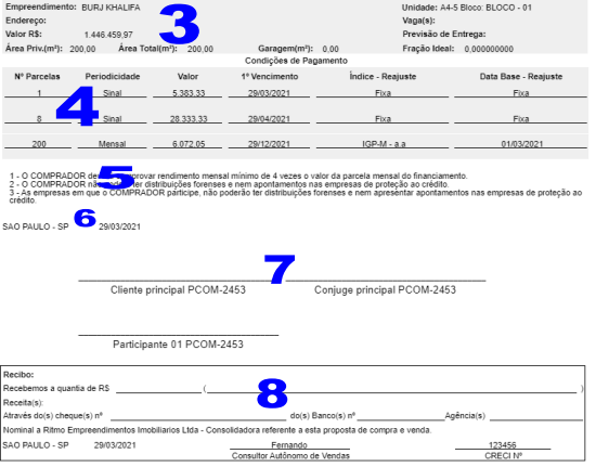Proposta de Compra e Venda e Recibo de Sinal